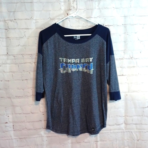 New Era Tampa Bay Blue Sparkle Crunch TShirt L - Picture 1 of 8